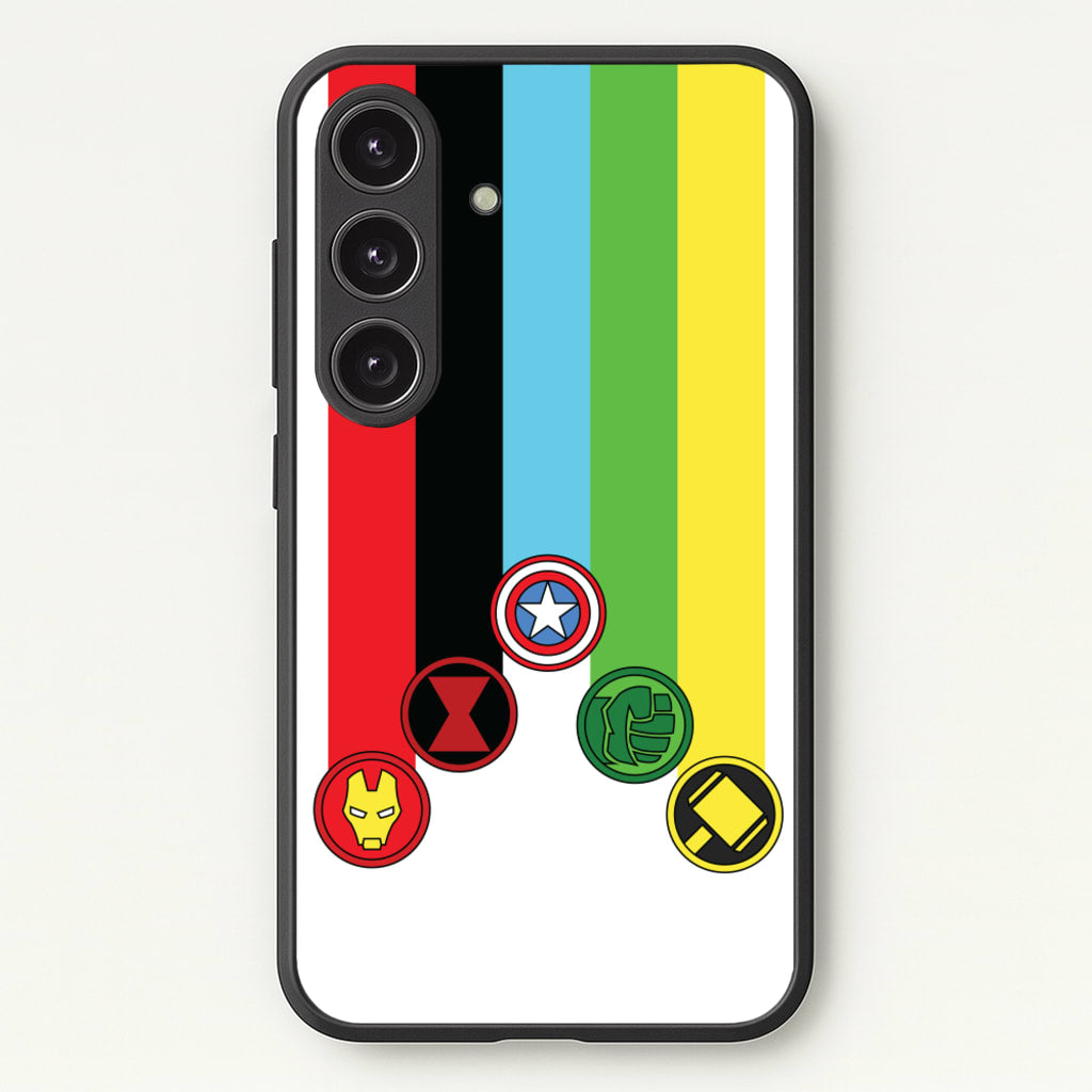 Superhero Team Colourful Symbols - Marvel Phone Case for Galaxy S24FE