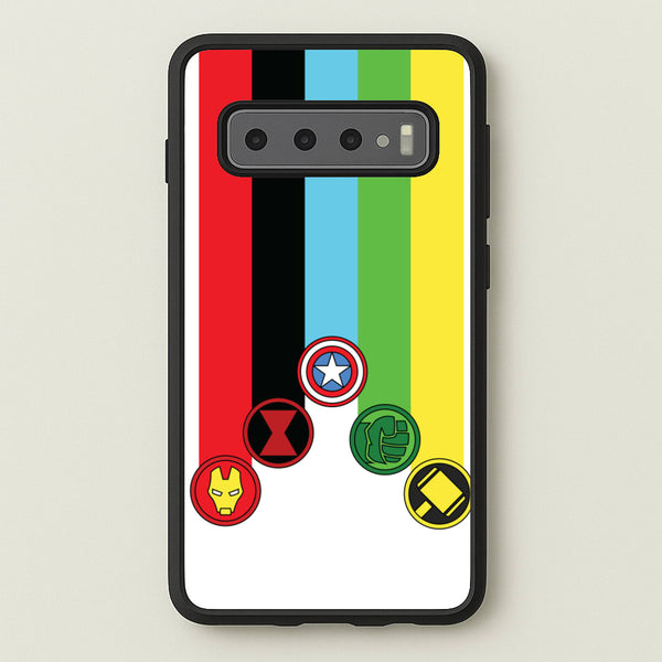 Superhero Team Colourful Symbols - Marvel Phone Case for Galaxy S10 Plus