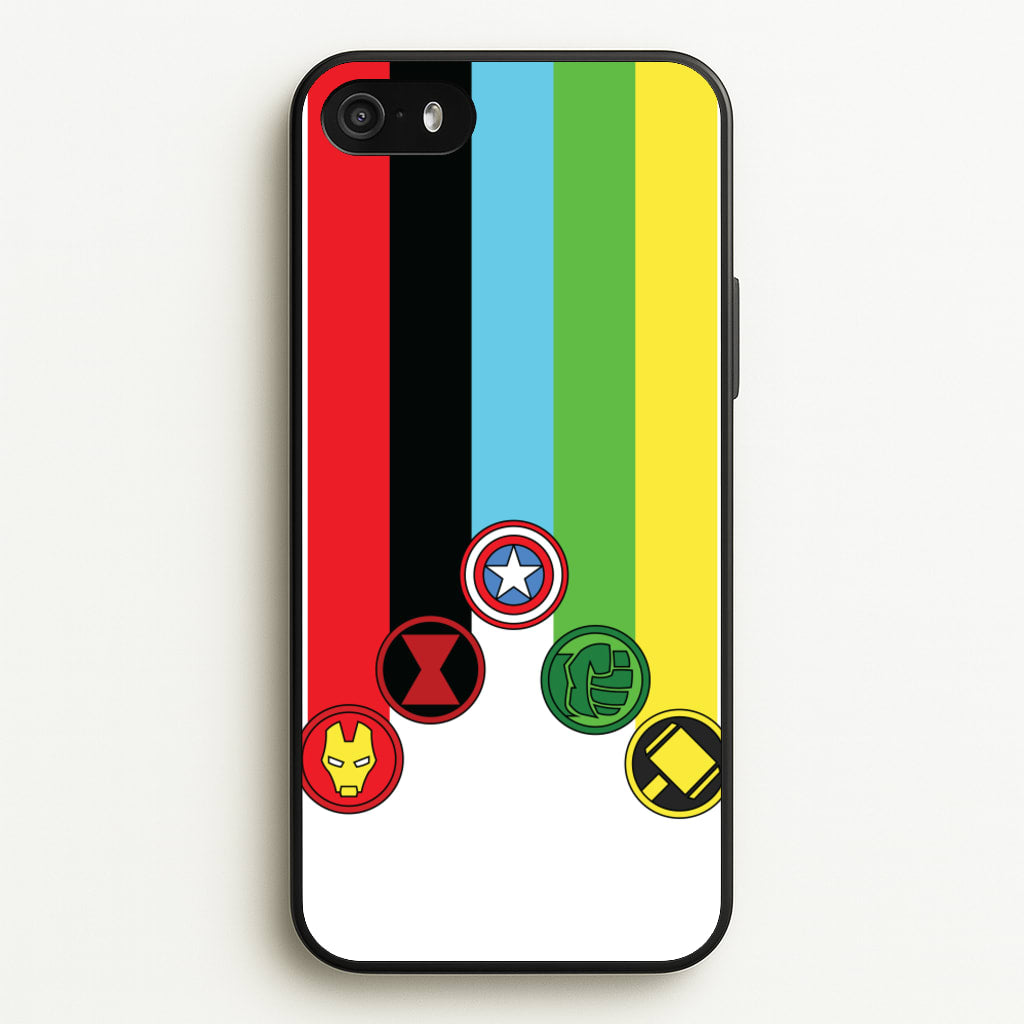 Superhero Team Colourful Symbols - Marvel Phone Case for iPhone 5 / 5s / SE 2016