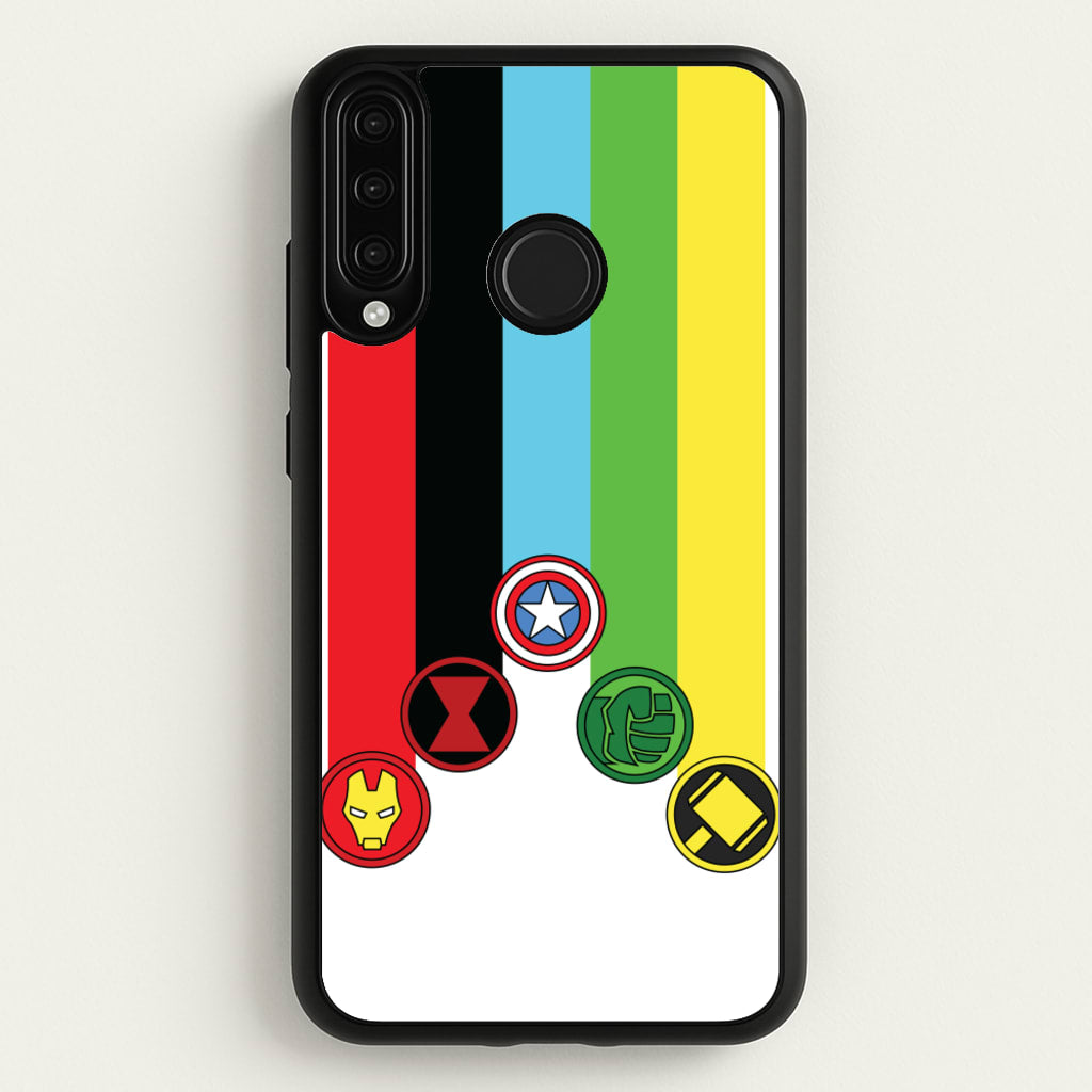 Superhero Team Colourful Symbols - Marvel Phone Case for Huawei P30 Lite