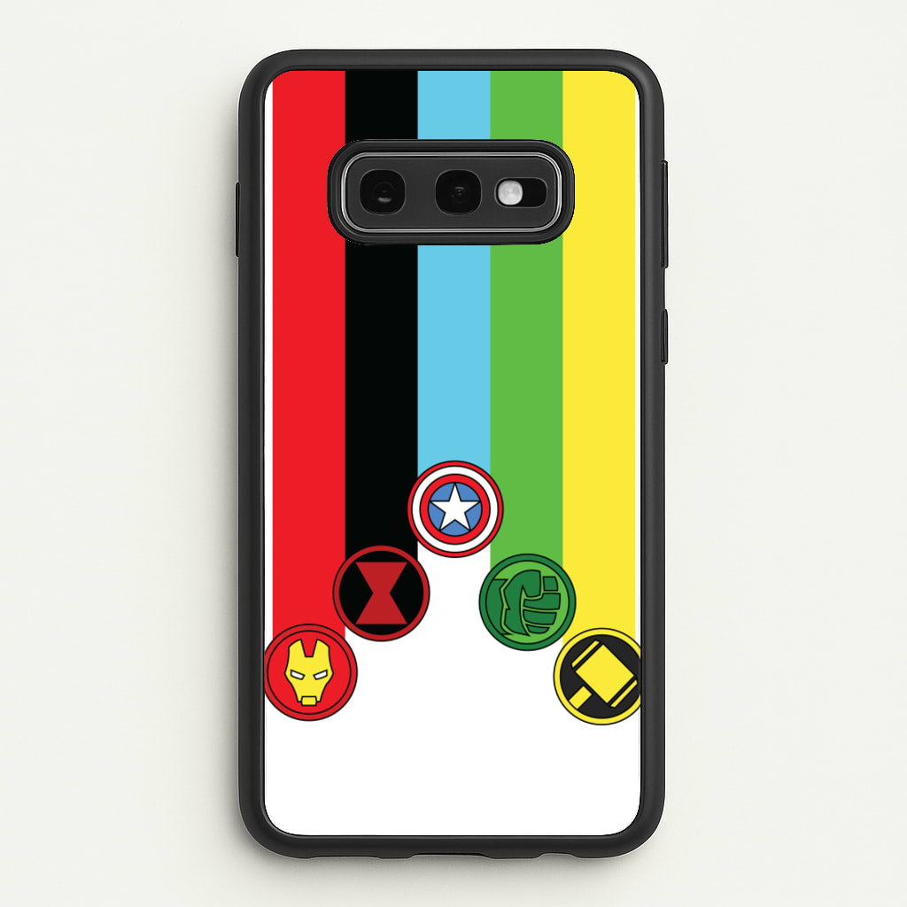Superhero Team Colourful Symbols - Marvel Phone Case for Galaxy S10e