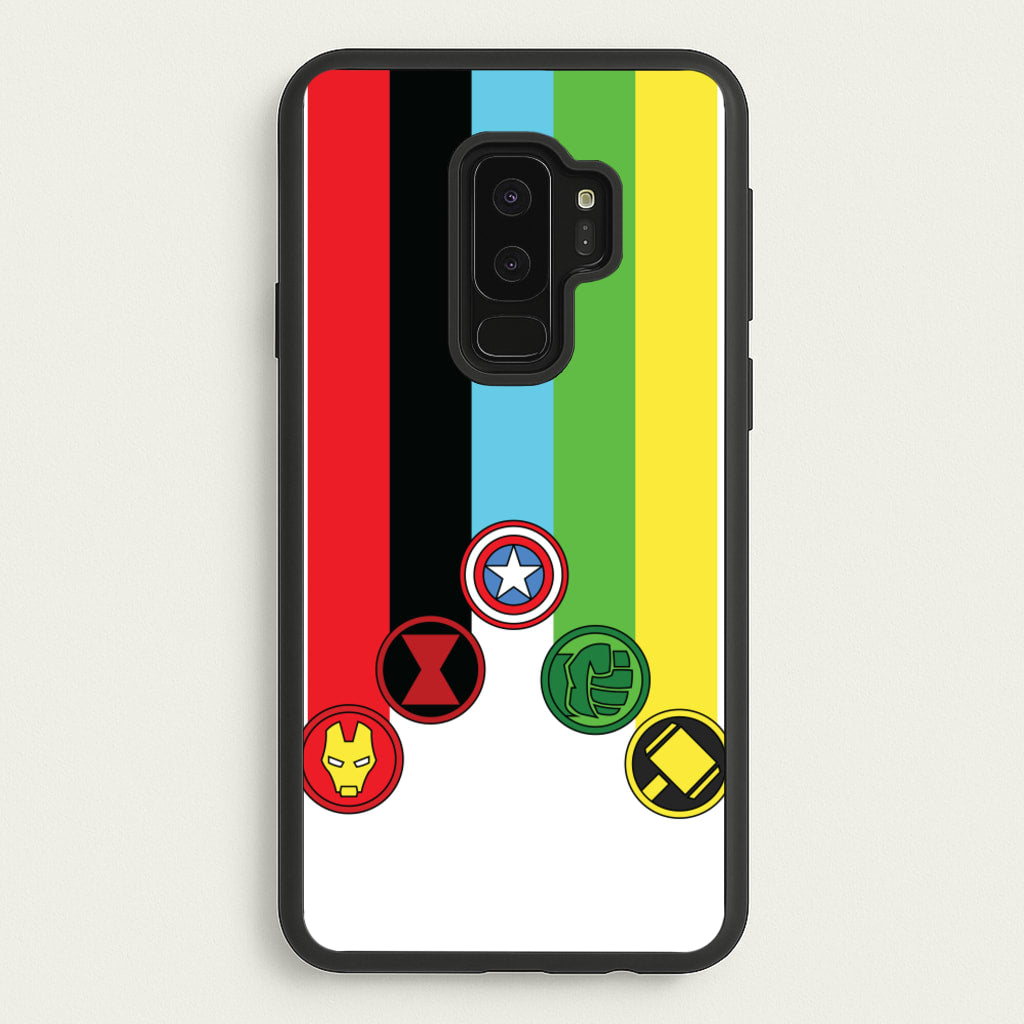 Superhero Team Colourful Symbols - Marvel Phone Case for Galaxy S9 Plus