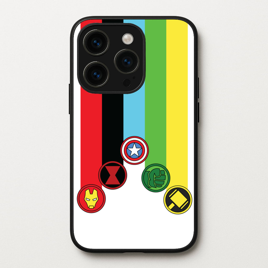 Superhero Team Colourful Symbols - Marvel Phone Case for iPhone 15 Pro