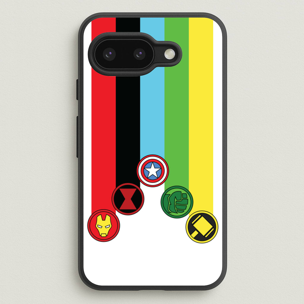 Superhero Team Colourful Symbols - Marvel Phone Case for Google Pixel 9a