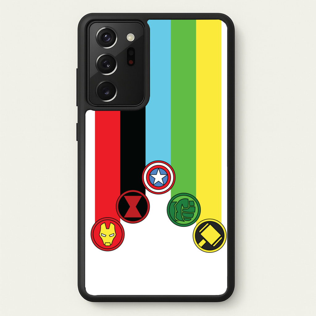 Superhero Team Colourful Symbols - Marvel Phone Case for Galaxy Note 20 Ultra