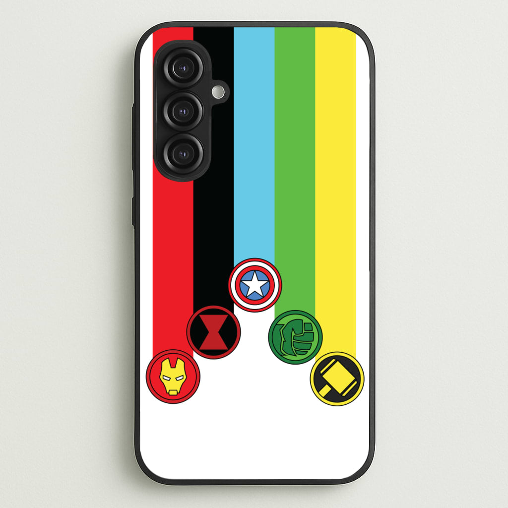 Superhero Team Colourful Symbols - Marvel Phone Case for Galaxy S23FE