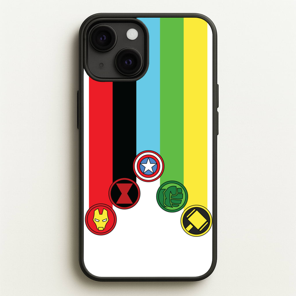 Superhero Team Colourful Symbols - Marvel Phone Case for iPhone 13 Mini