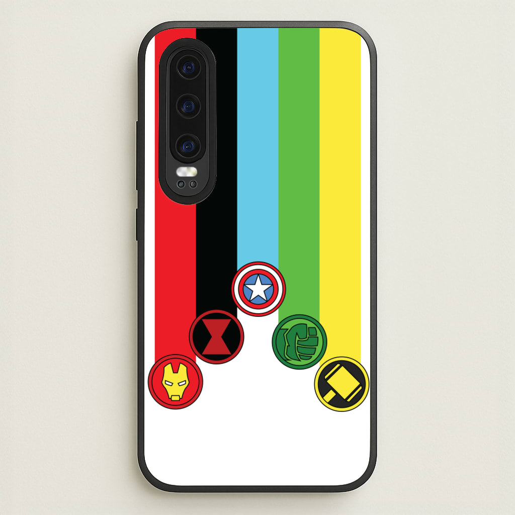 Superhero Team Colourful Symbols - Marvel Phone Case for Huawei P30