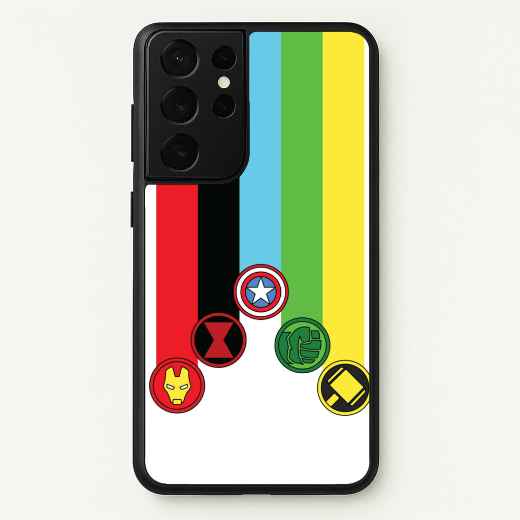 Superhero Team Colourful Symbols - Marvel Phone Case for Galaxy S21 Ultra
