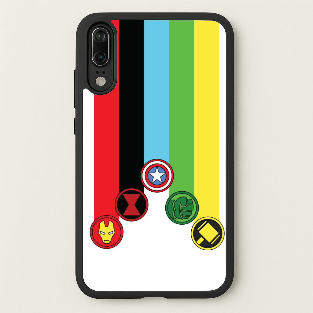 Superhero Team Colourful Symbols - Marvel Phone Case for Huawei P20