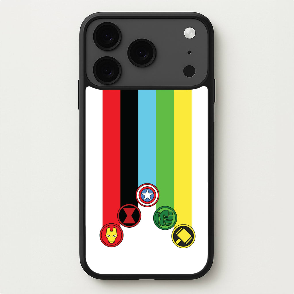 Superhero Team Colourful Symbols Phone Case for iPhone 17 Pro