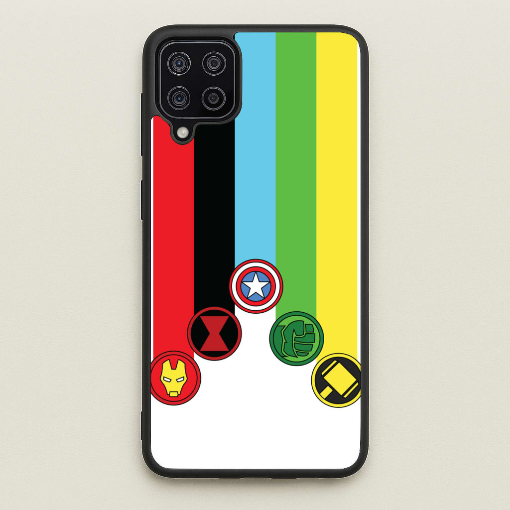 Superhero Team Colourful Symbols - Marvel Phone Case for Galaxy A12