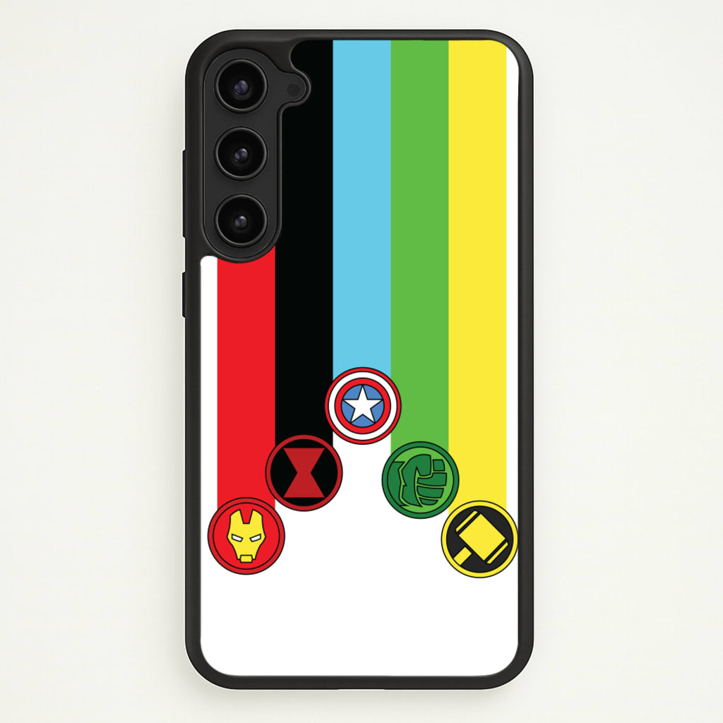 Superhero Team Colourful Symbols - Marvel Phone Case for Galaxy S23