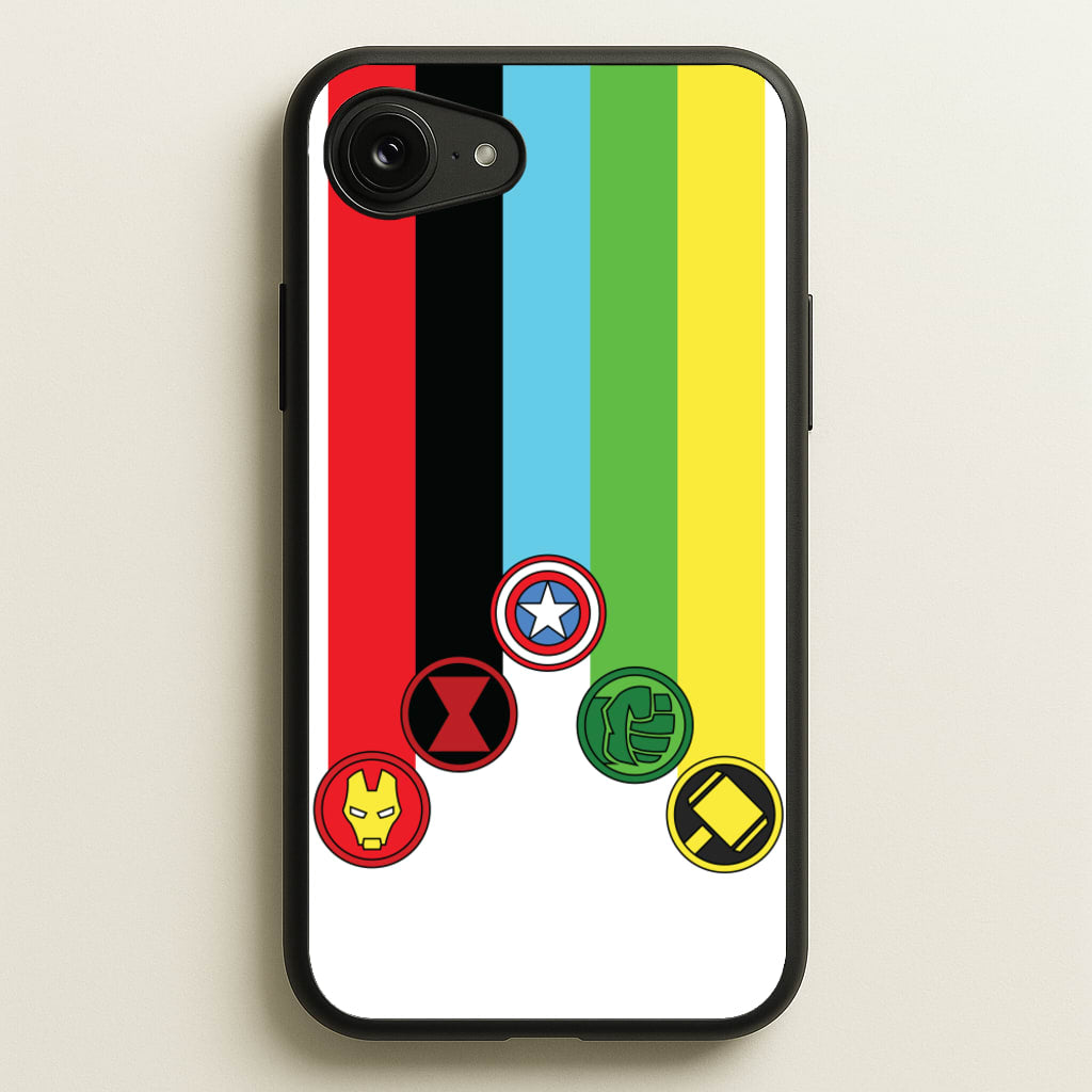Superhero Team Colourful Symbols - Marvel Phone Case for iPhone 16e