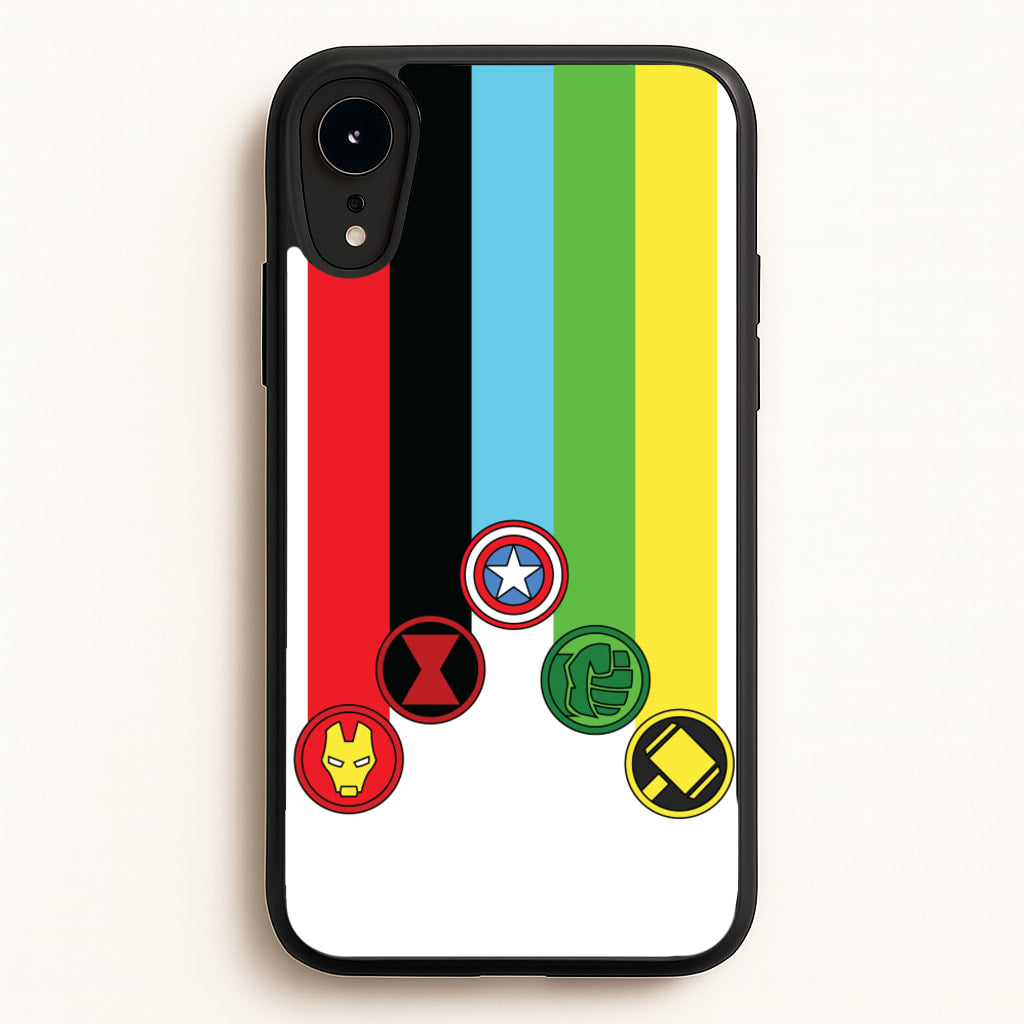 Superhero Team Colourful Symbols - Marvel Phone Case for iPhone XR