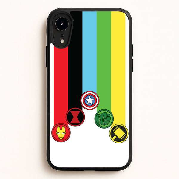 Superhero Team Colourful Symbols - Marvel Phone Case for iPhone XR