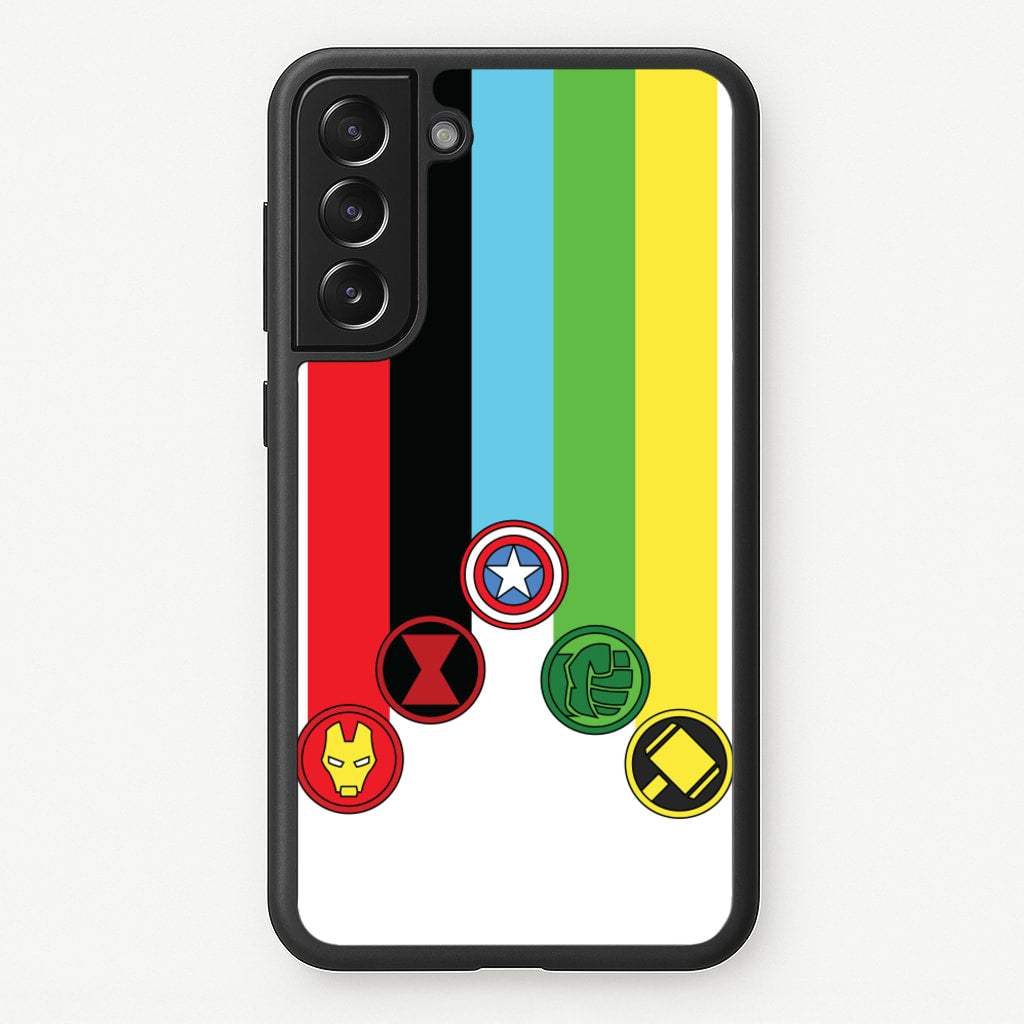 Superhero Team Colourful Symbols - Marvel Phone Case for Galaxy S21FE