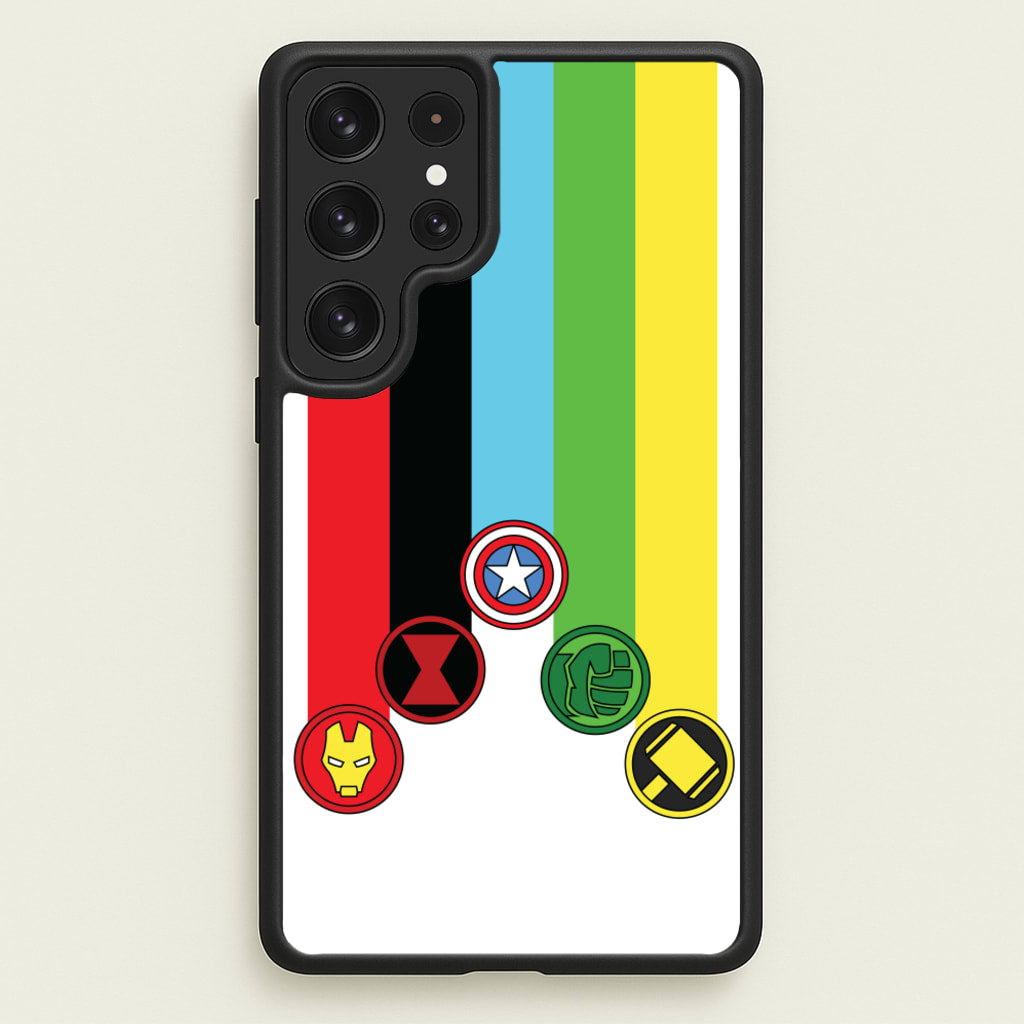 Superhero Team Colourful Symbols - Marvel Phone Case for Galaxy S22 Ultra