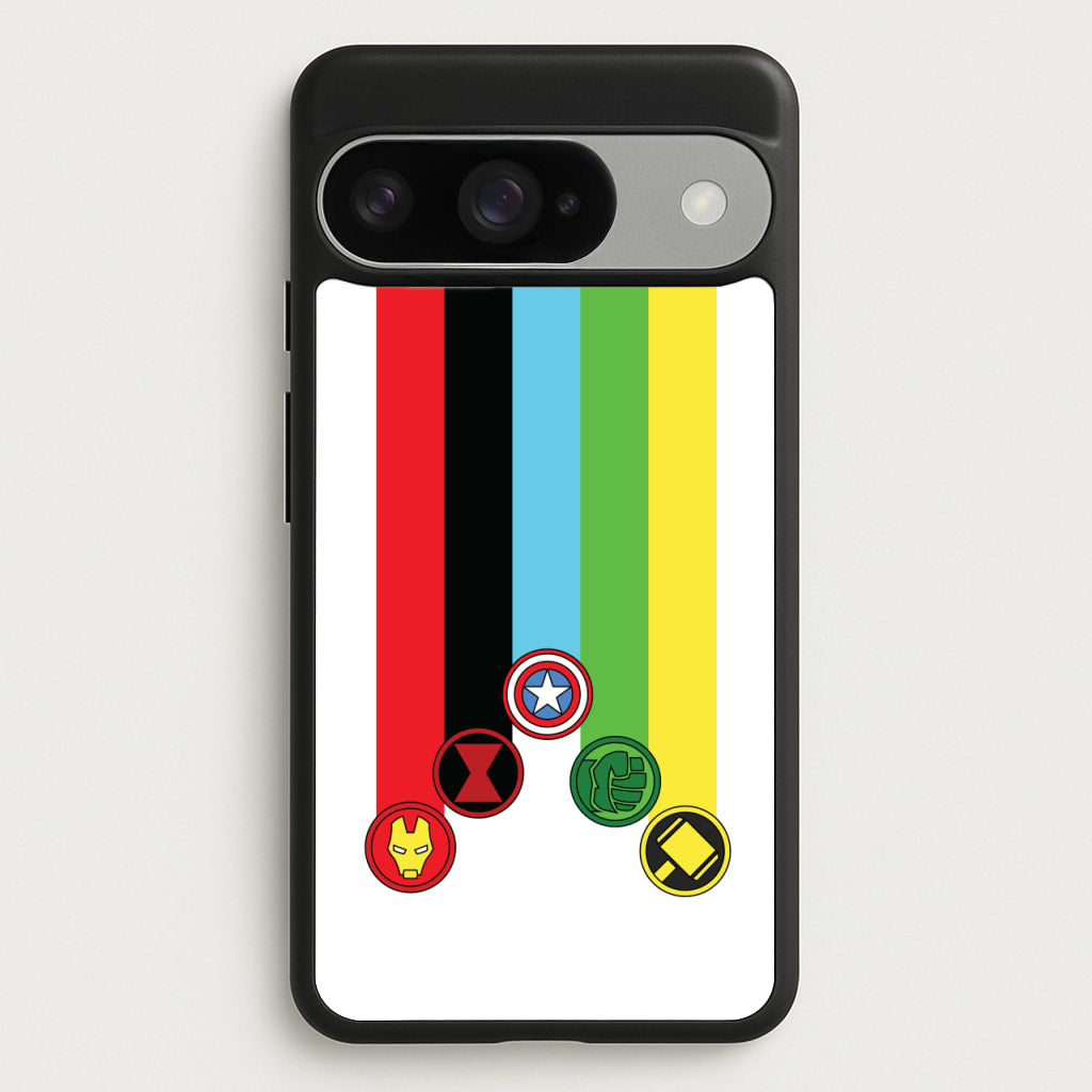 Superhero Team Colourful Symbols Phone Case for Google Pixel 10 / 10 Pro