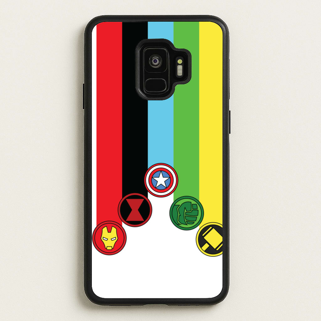 Superhero Team Colourful Symbols - Marvel Phone Case for Galaxy S9