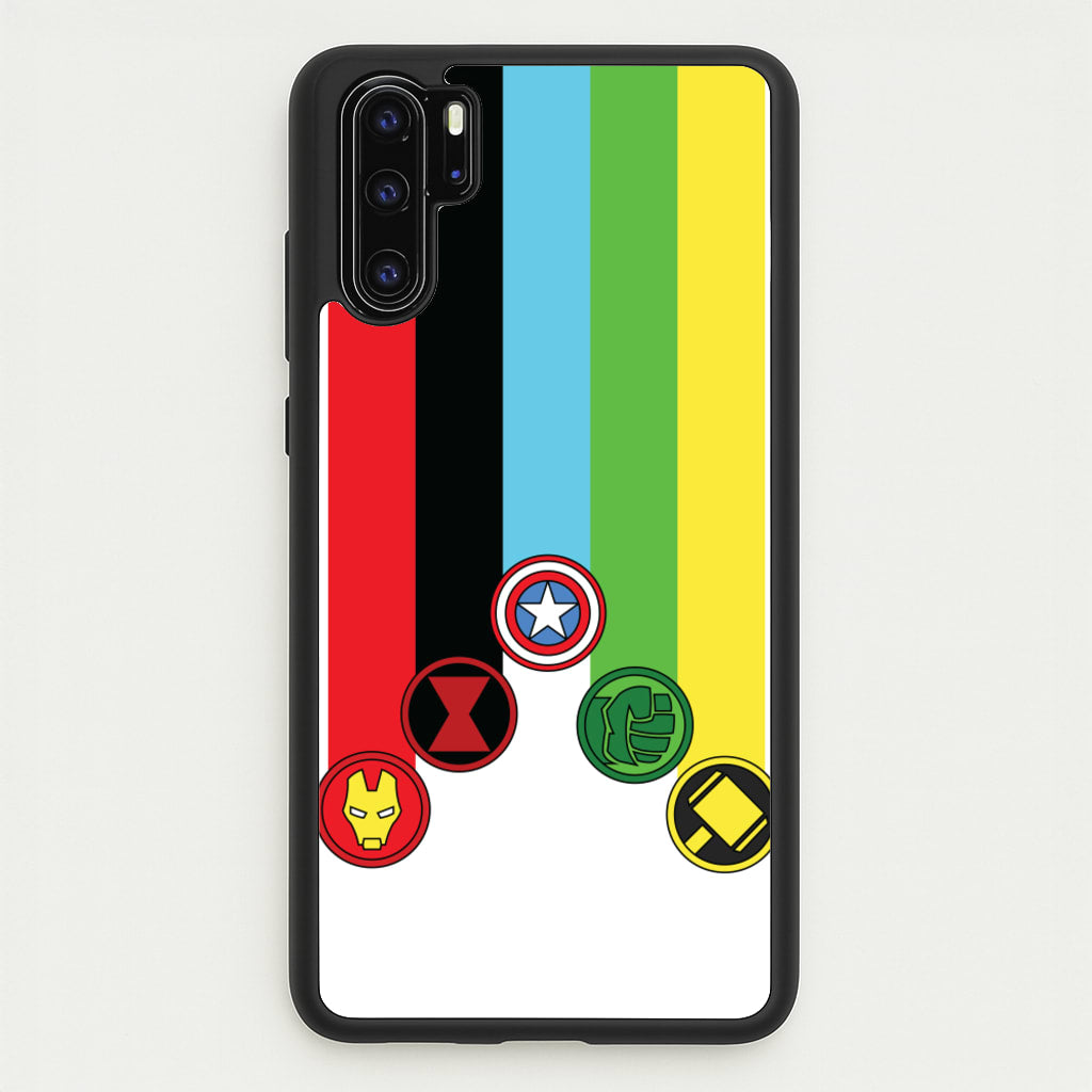 Superhero Team Colourful Symbols - Marvel Phone Case for Huawei P30 Pro