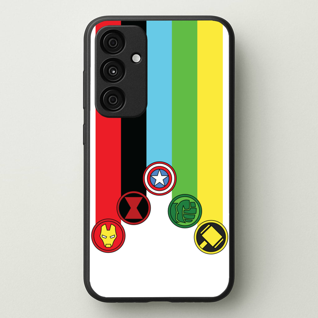 Superhero Team Colourful Symbols - Marvel Phone Case for Galaxy A15
