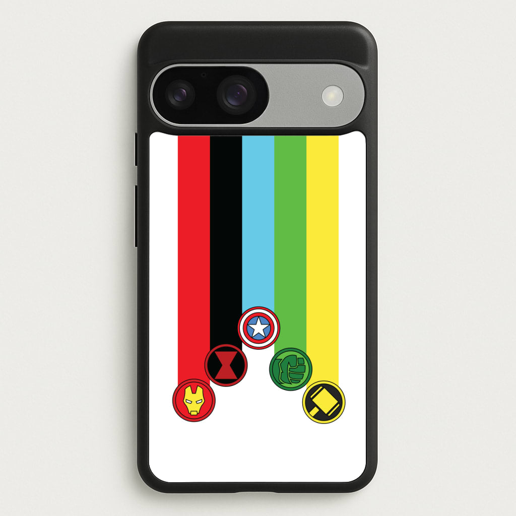 Superhero Team Colourful Symbols - Marvel Phone Case for Google Pixel 9 / 9 Pro