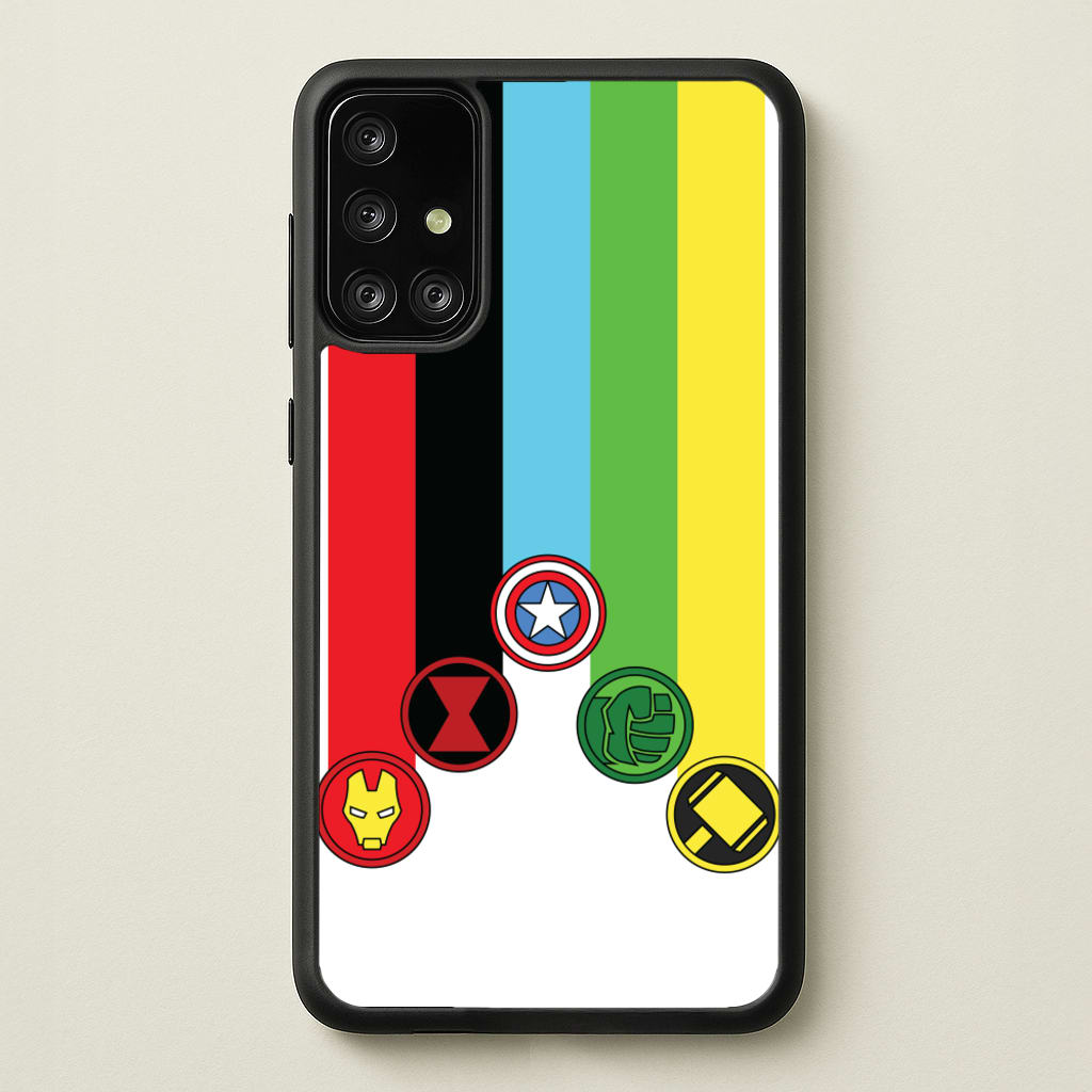 Superhero Team Colourful Symbols - Marvel Phone Case for Galaxy A71