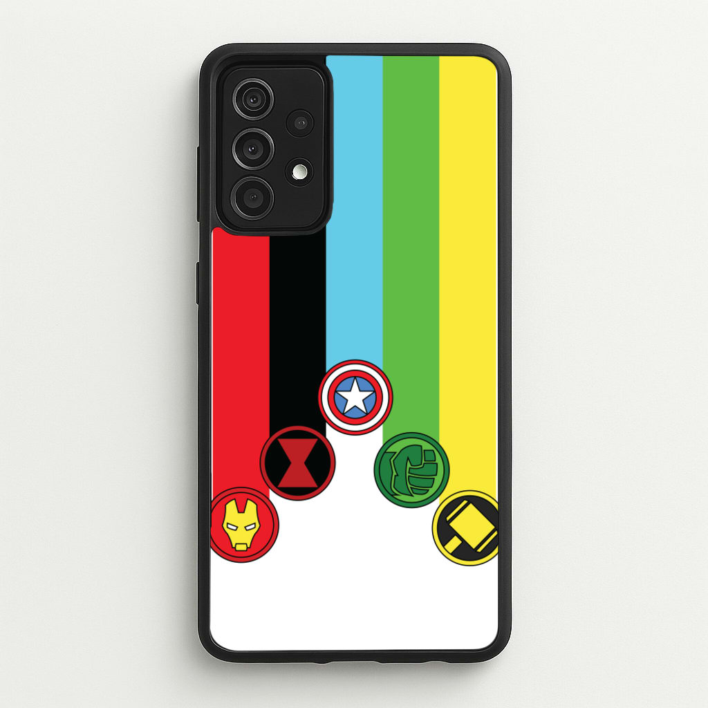 Superhero Team Colourful Symbols - Marvel Phone Case for Galaxy A52 / A52s