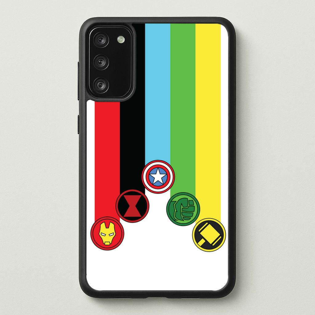 Superhero Team Colourful Symbols - Marvel Phone Case for Galaxy S20