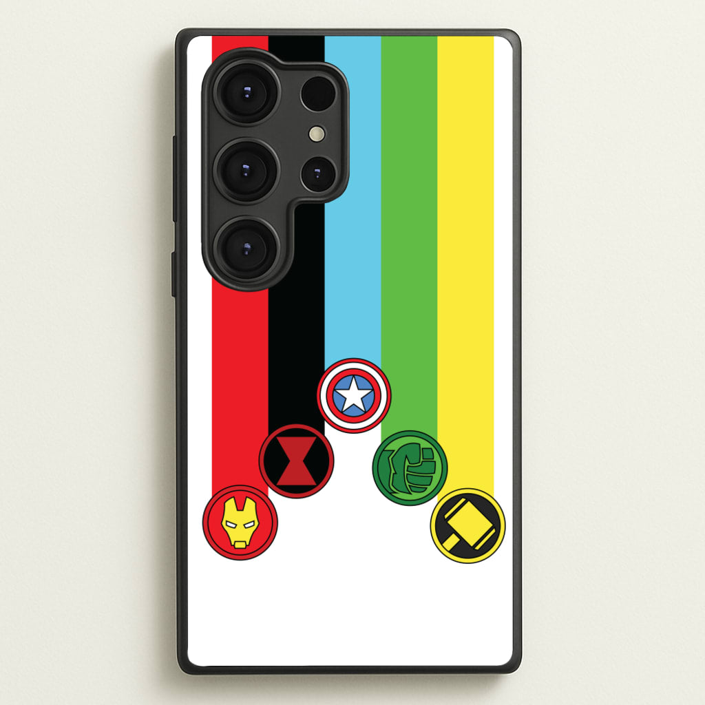 Superhero Team Colourful Symbols - Marvel Phone Case for Galaxy S25 Ultra