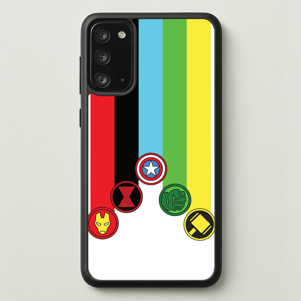 Superhero Team Colourful Symbols - Marvel Phone Case for Galaxy Note 20