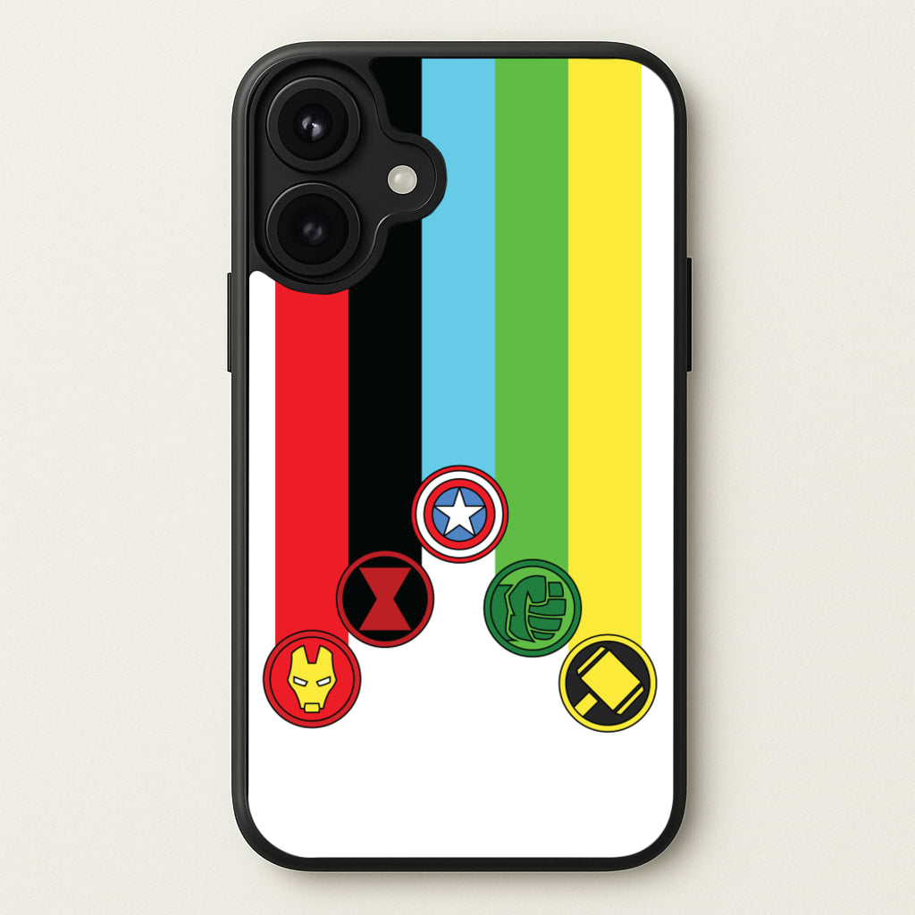Superhero Team Colourful Symbols Phone Case for iPhone 17