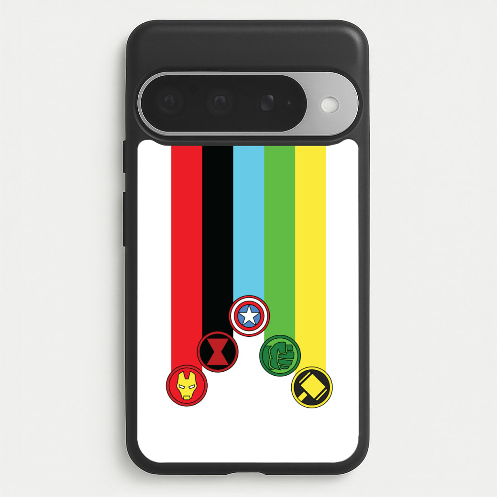 Superhero Team Colourful Symbols Phone Case for Google Pixel 10 Pro XL
