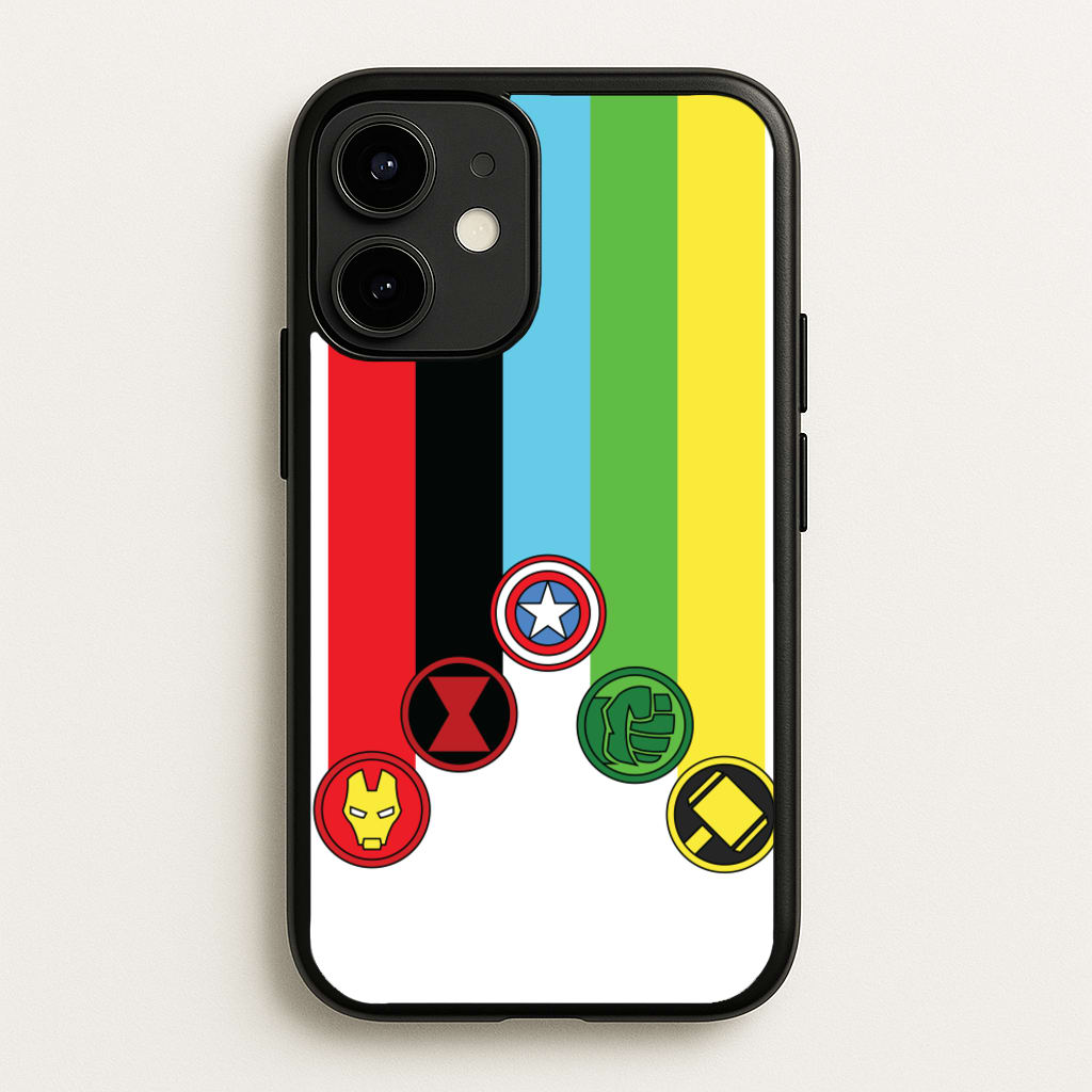 Superhero Team Colourful Symbols - Marvel Phone Case for iPhone 12 Mini