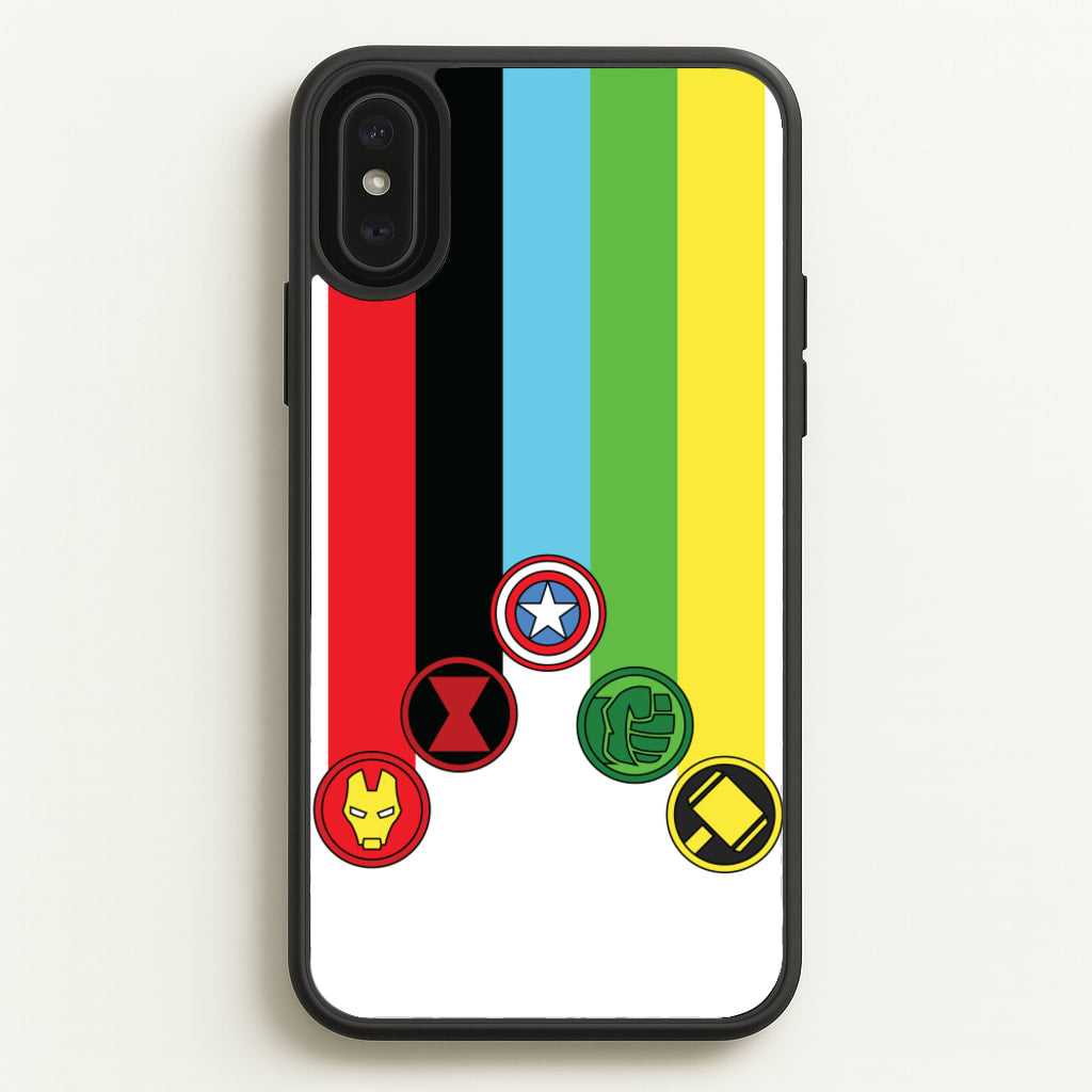 Superhero Team Colourful Symbols - Marvel Phone Case for iPhone XS Max