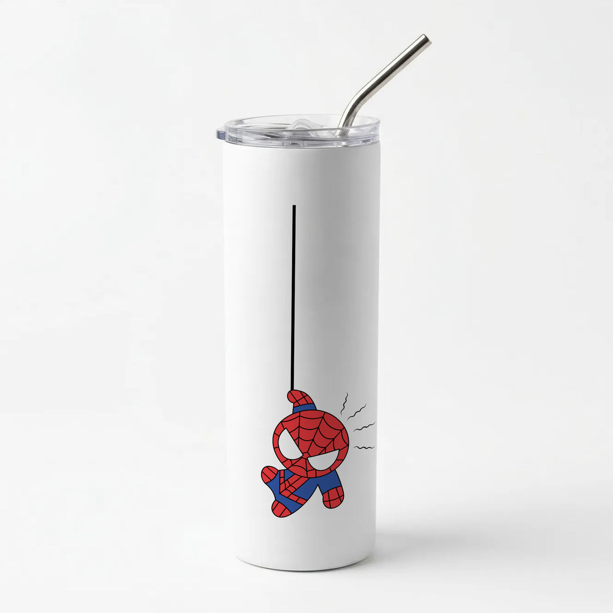 Blue Hanging Spider Hero Skinny Tumbler