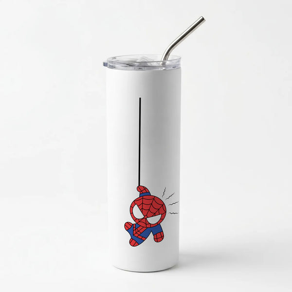 Blue Hanging Spider Hero Skinny Tumbler