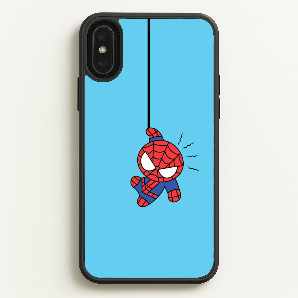 Blue Hanging Spider Hero - Marvel Phone Case for iPhone XS Max