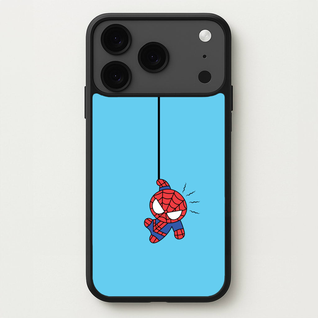 Blue Hanging Spider Hero Phone Case for iPhone 17 Pro Max