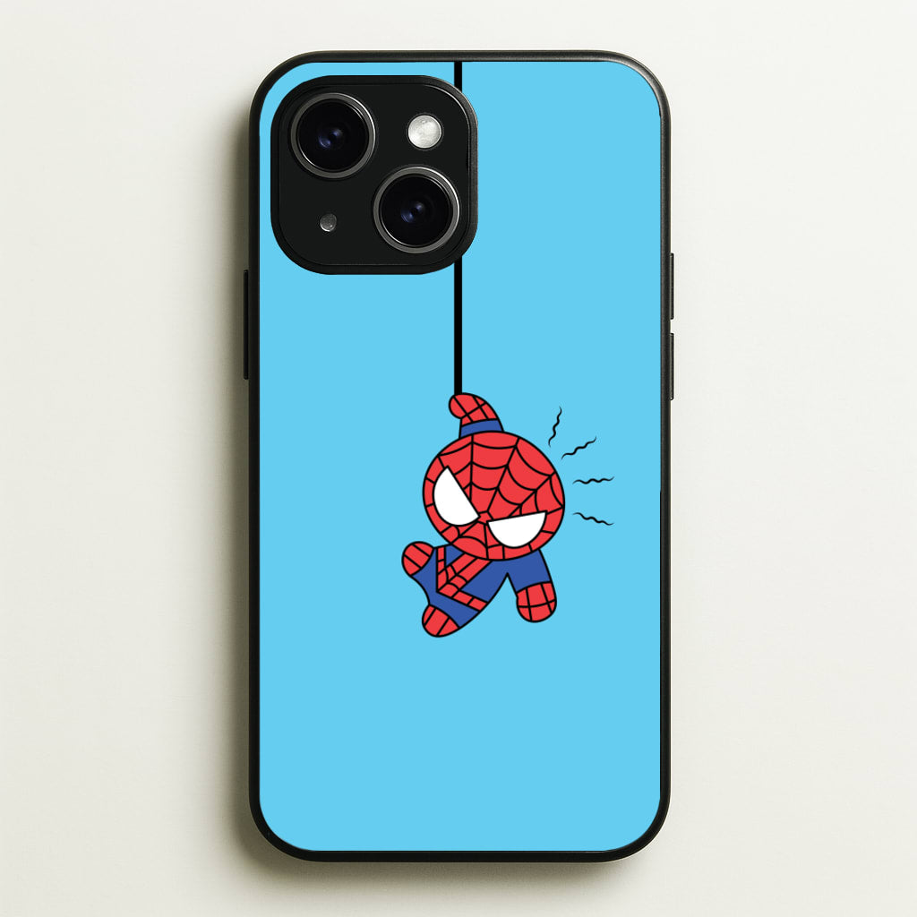 Blue Hanging Spider Hero - Marvel Phone Case for iPhone 15 Plus