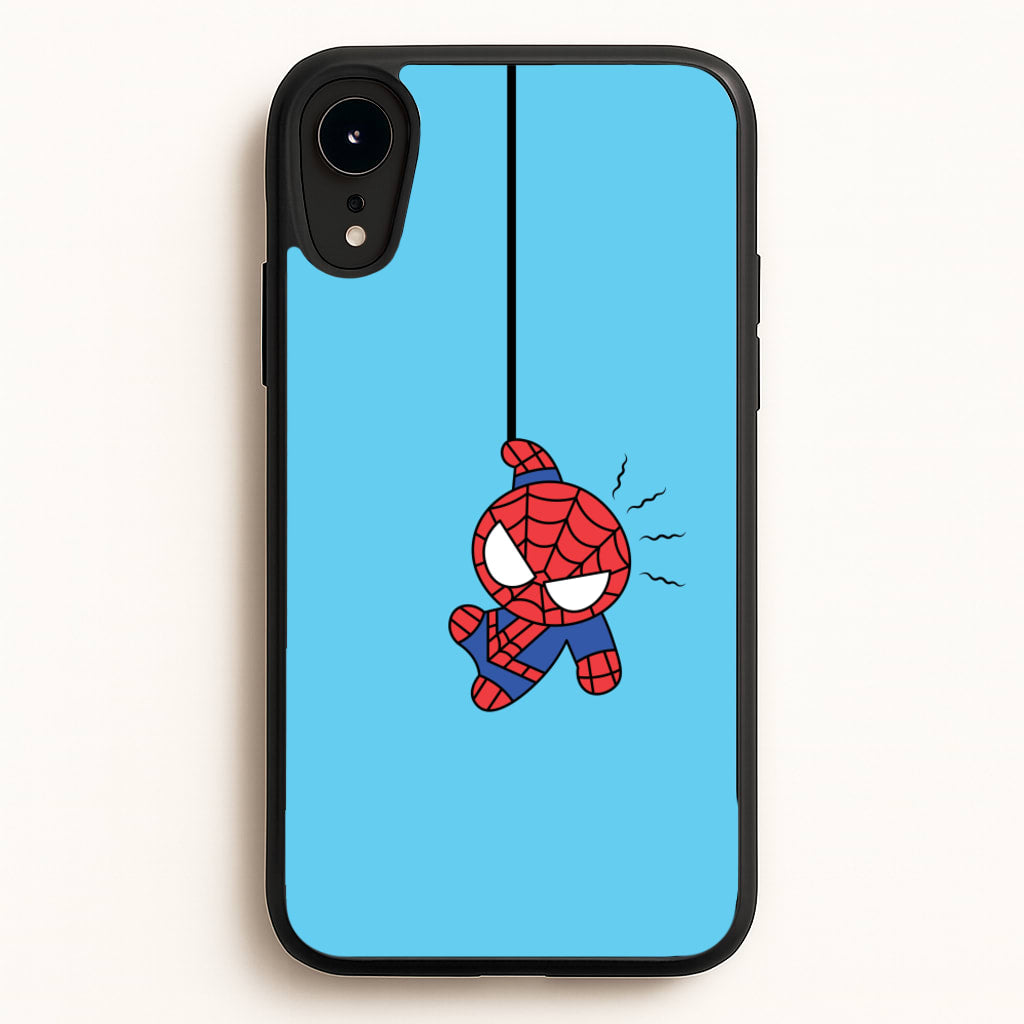 Blue Hanging Spider Hero - Marvel Phone Case for iPhone XR