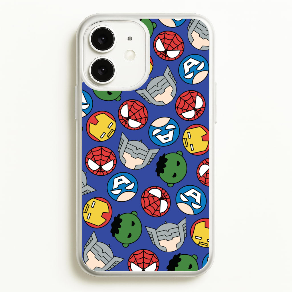 Cute Chibi Heroes Pattern Blue - Marvel Phone Case for iPhone 11