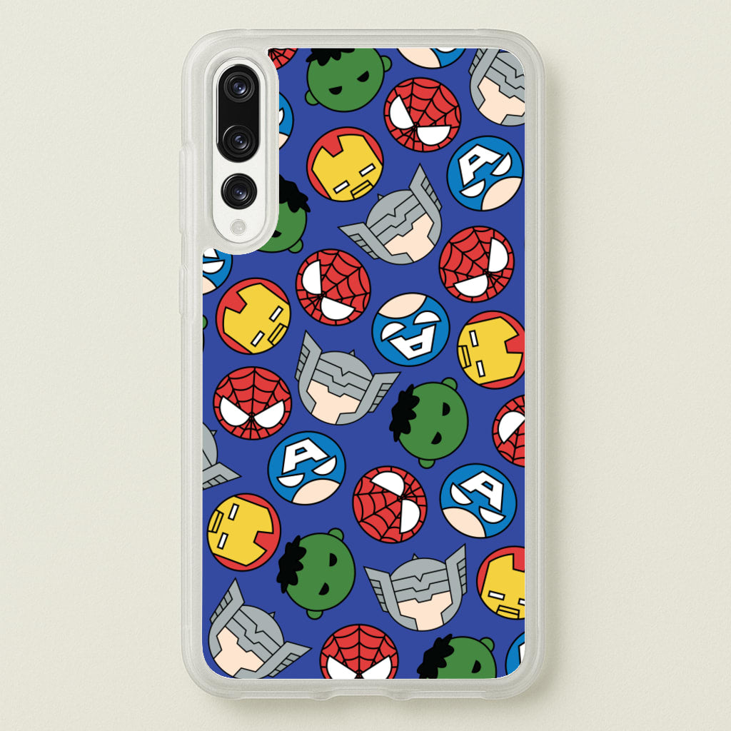 Cute Chibi Heroes Pattern Blue - Marvel Phone Case for Huawei P20 Pro