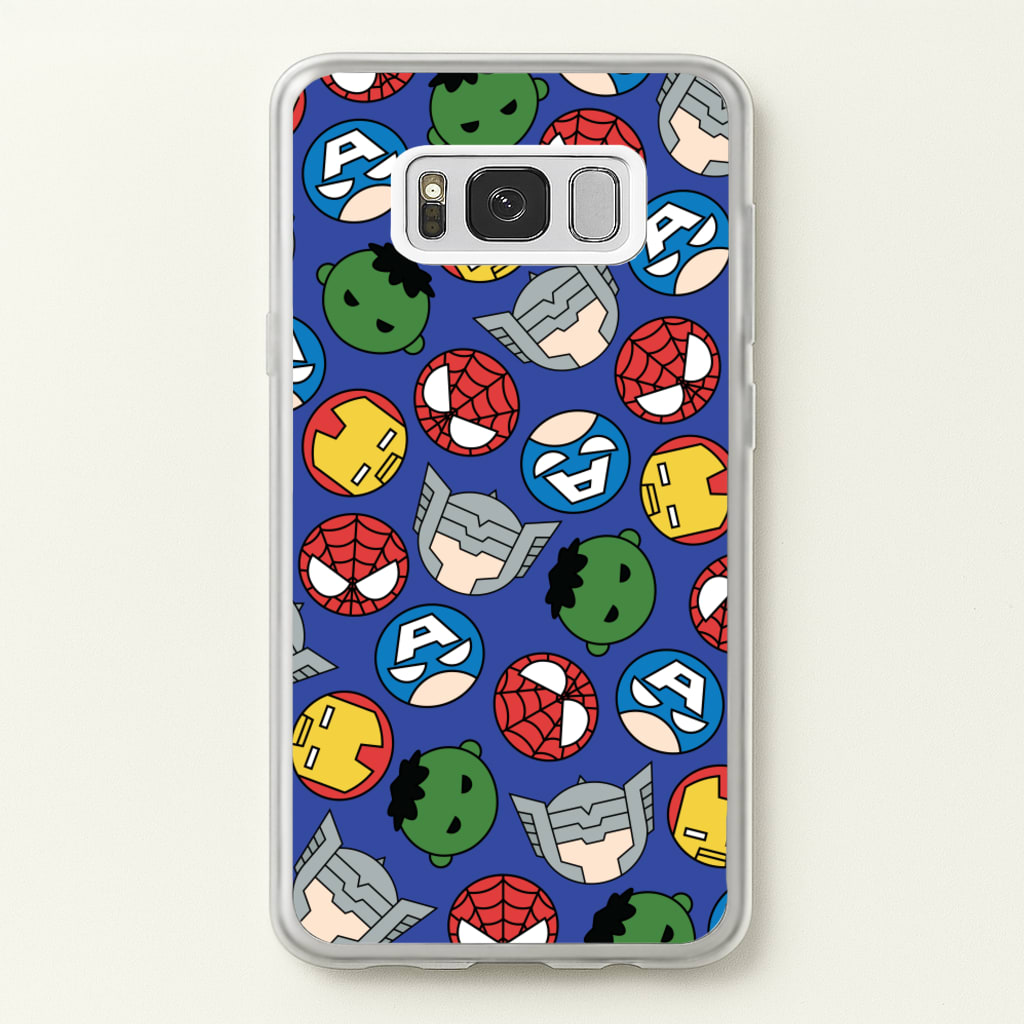 Cute Chibi Heroes Pattern Blue - Marvel Phone Case for Galaxy S8