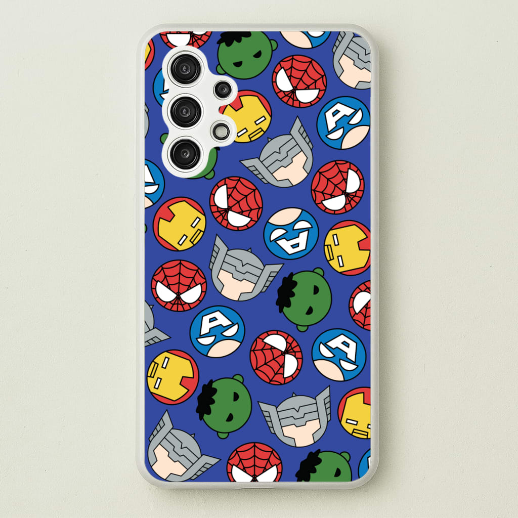 Cute Chibi Heroes Pattern Blue - Marvel Phone Case for Galaxy A13