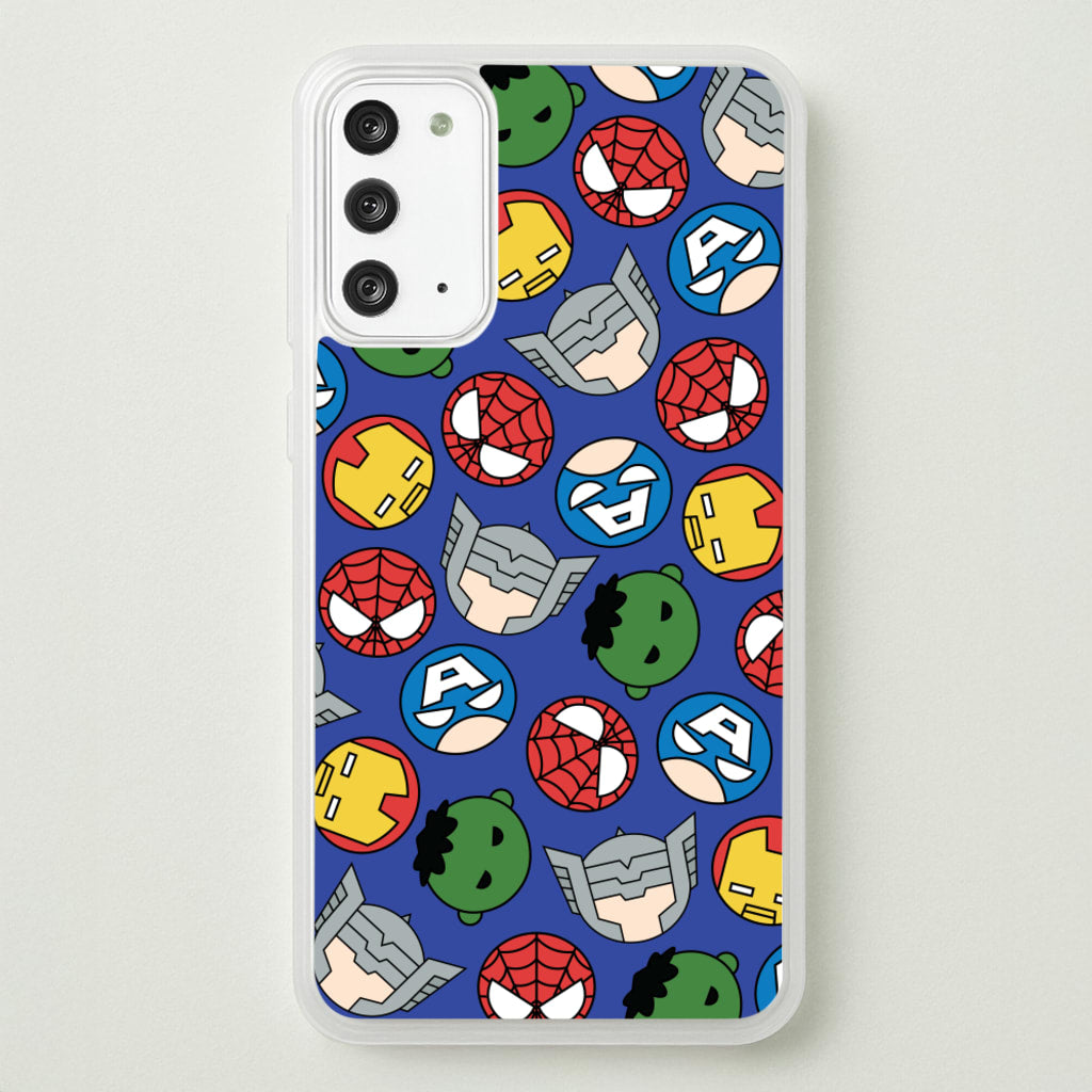 Cute Chibi Heroes Pattern Blue - Marvel Phone Case for Galaxy Note 20