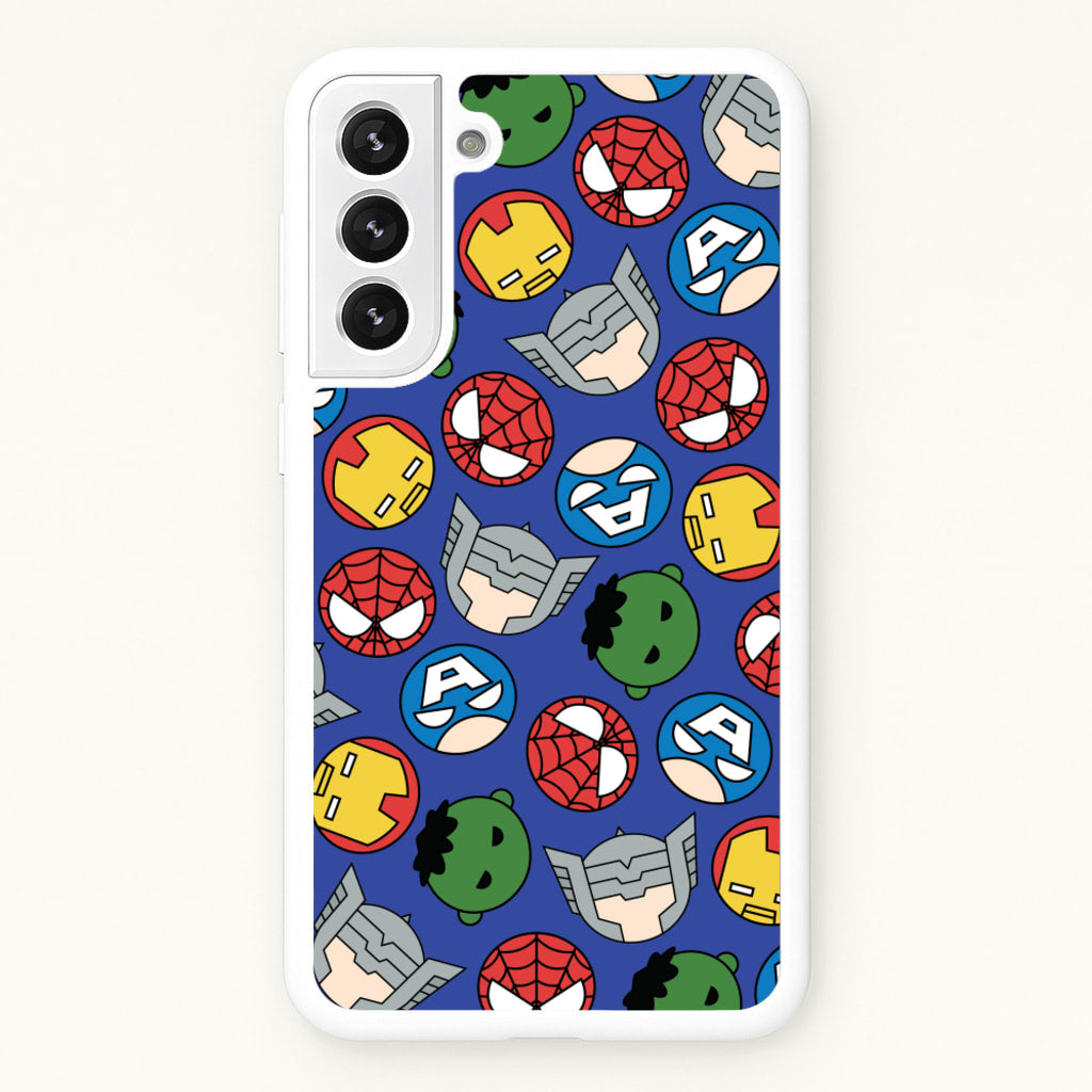 Cute Chibi Heroes Pattern Blue - Marvel Phone Case for Galaxy S22 Plus