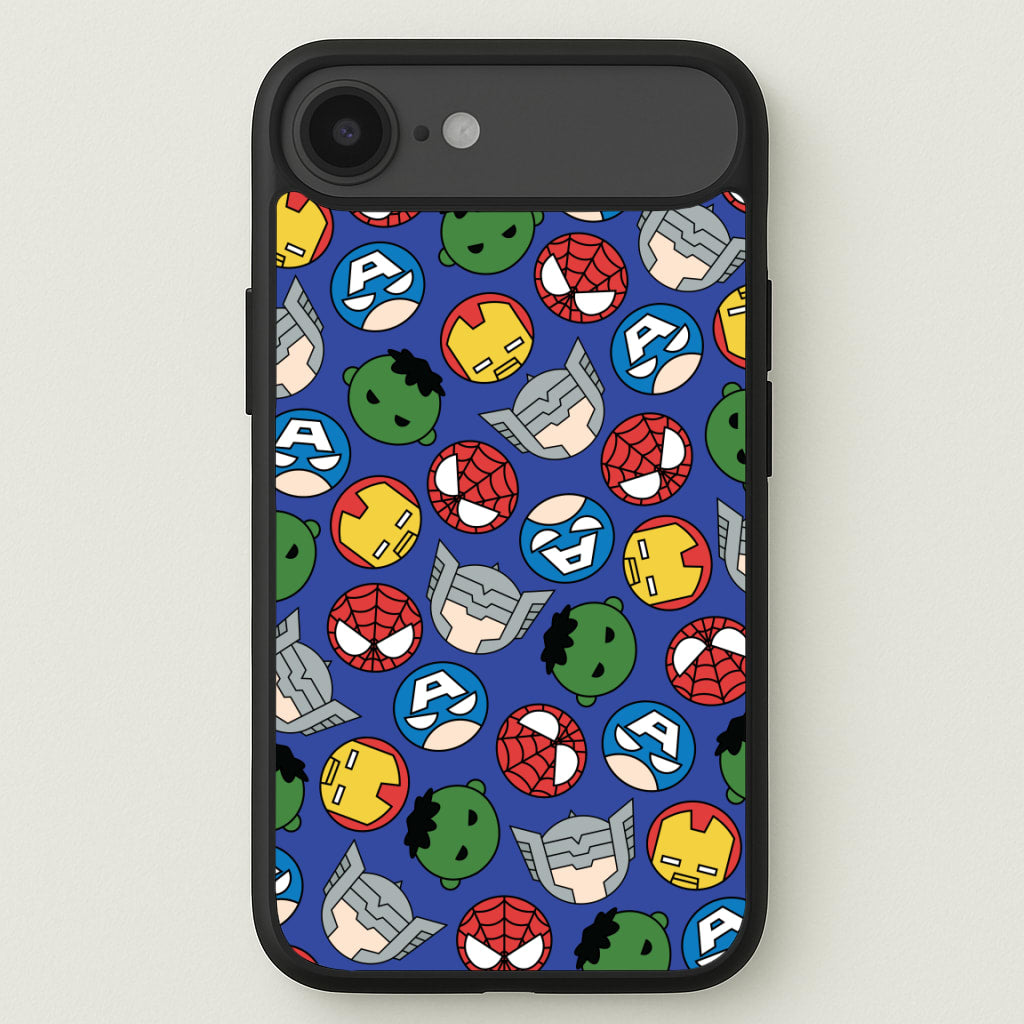 Cute Chibi Heroes Pattern Blue Phone Case for iPhone 17 Air