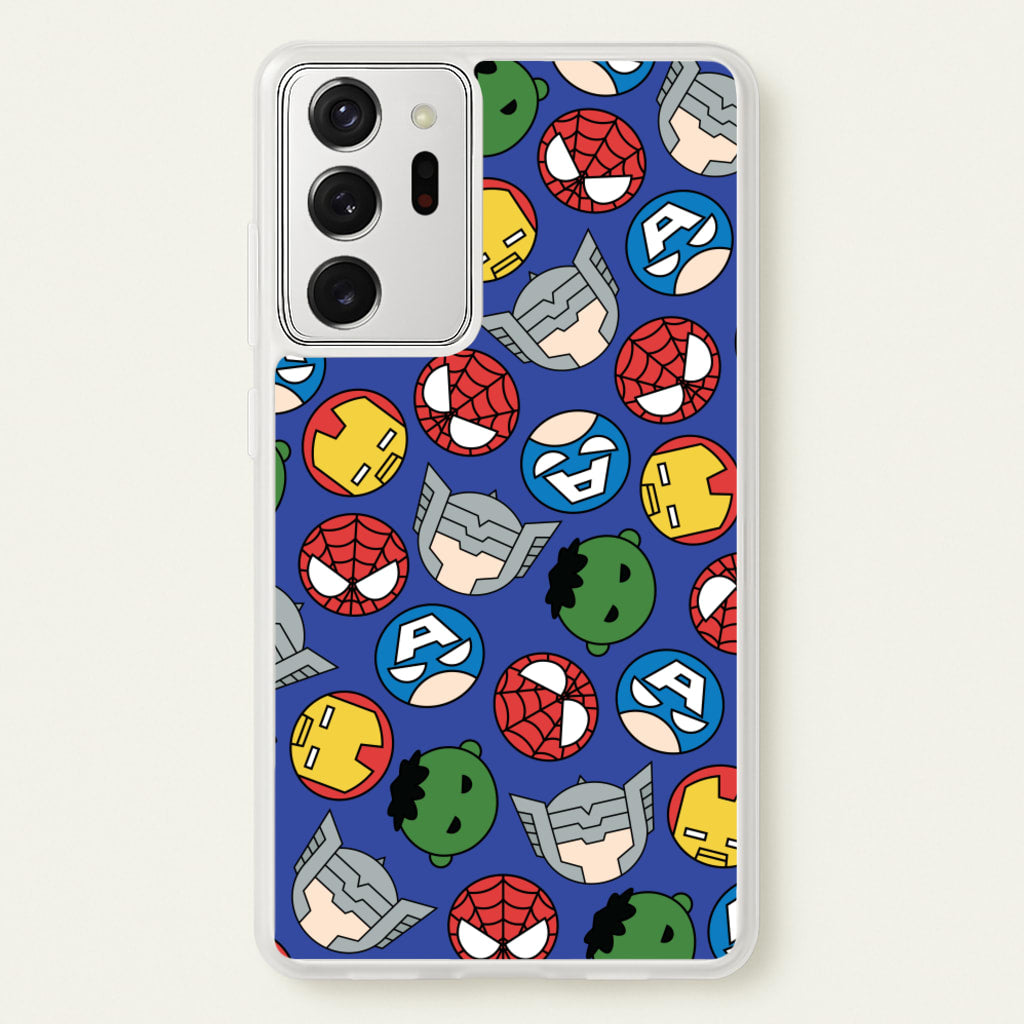 Cute Chibi Heroes Pattern Blue - Marvel Phone Case for Galaxy Note 20 Ultra